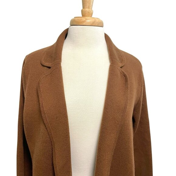 J. CREW Merino Wool Blend Sweater Blazer Jacket Preppy Classic Brown size Small - Picture 2 of 6